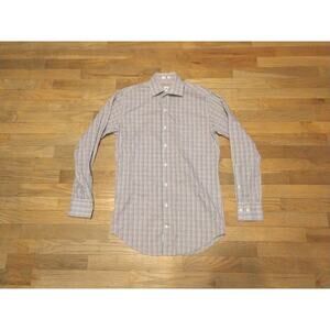 Peter Millar Crown Finish Long Sleeve Button Down Dress Shirt Checked Mens Small
